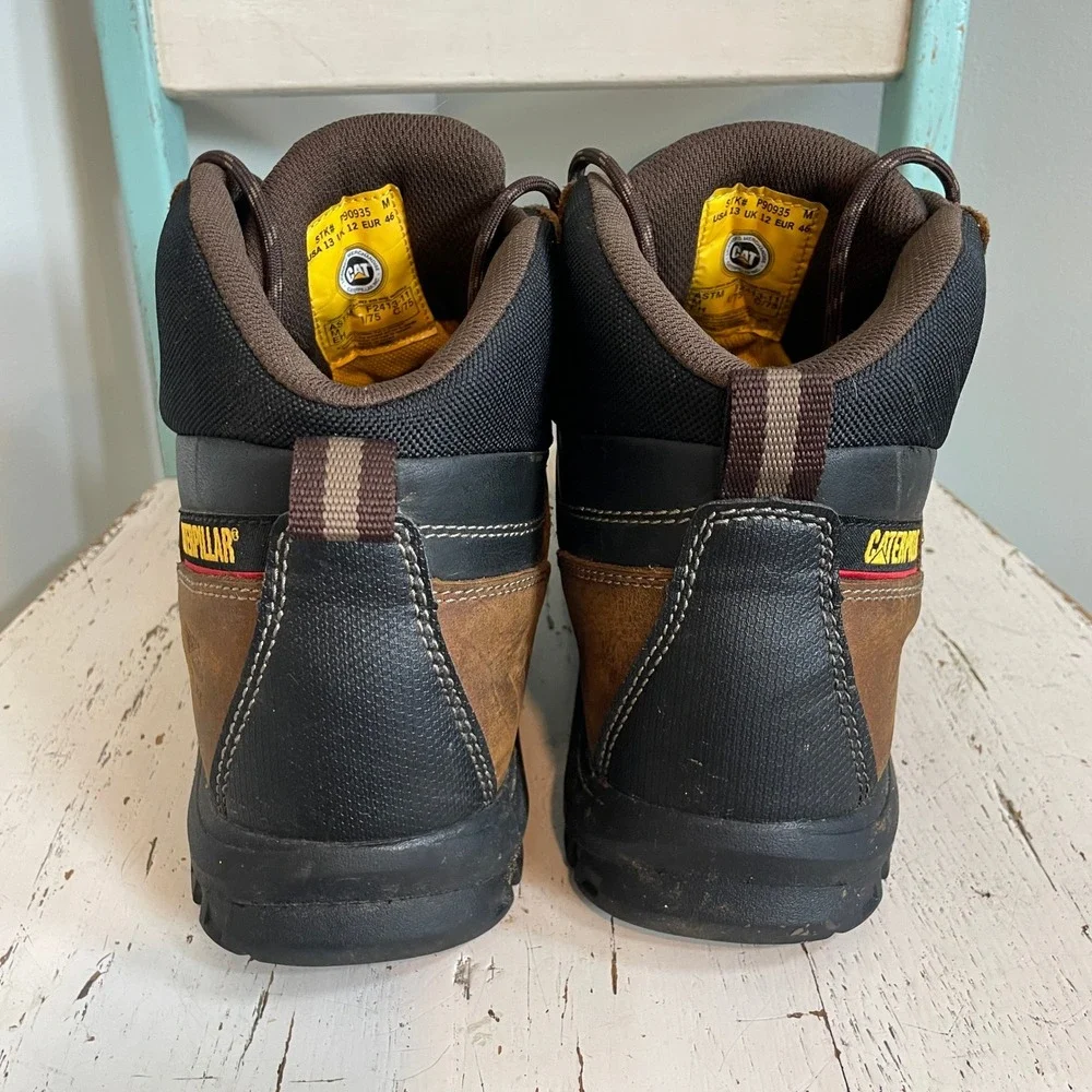 Caterpillar Threshold Steel Toe Waterproof Work Boots Mens 13 Brown P90935 CAT
